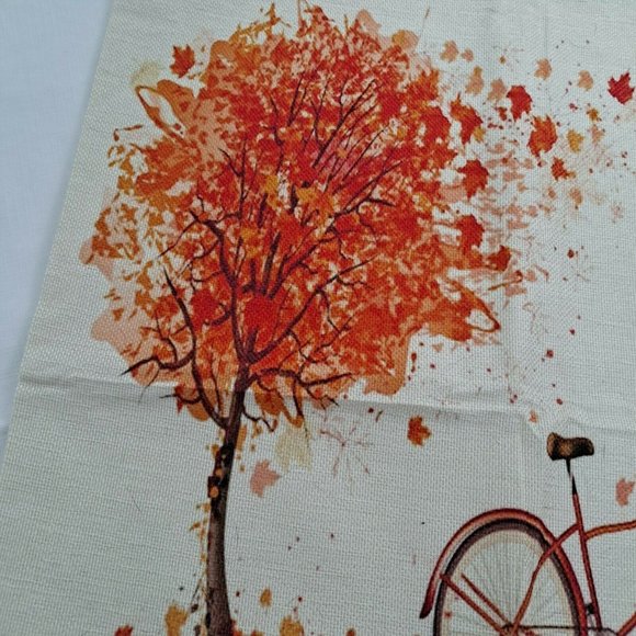 Bicycle Fall Tree Leaves Seasonal Throw Pillow Cover - Picture 3 of 5